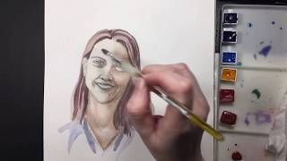 Watercolor portrait of another artist