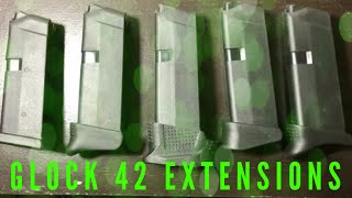 A bunch of Glock 42 G42 Magazine Extensions To Compare