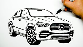 How to draw a car - Mercedes-Benz GLE Coupe - Step by step
