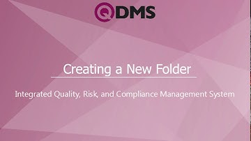 QDMS - Creating a New Folder for Quality Management on QDMS