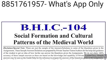 BHIC 104 Solved Assignment 2022-23 in English | BHIC 104 Solved Assignment 2022-23 PDF | BHIC 104