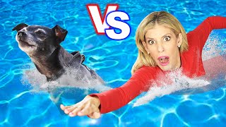 DOG VS HUMAN - Who is Faster Challenge after Swimming Lessons?