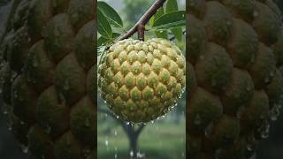 Rainy Day Cutting Fresh Green Custard Apple