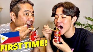 JAPANESE FAMILY TRIES SARDINES IN CAN! (FILIPINO FOOD) | THEY CRIED..