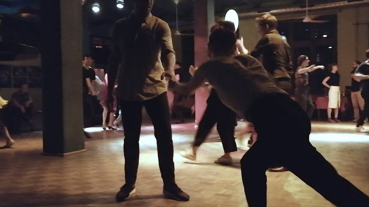 Jo Hoffberg having fun at a swing dance party