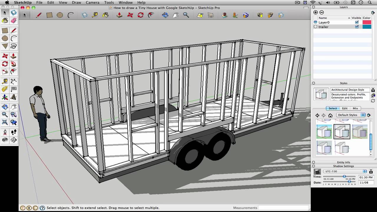 How to draw a Tiny  House  with Google SketchUp  Part 1 