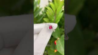 Heart Design 18K White Gold Round Ruby Diamond Ring #ringdesign #rubyring #customjewelry #gems