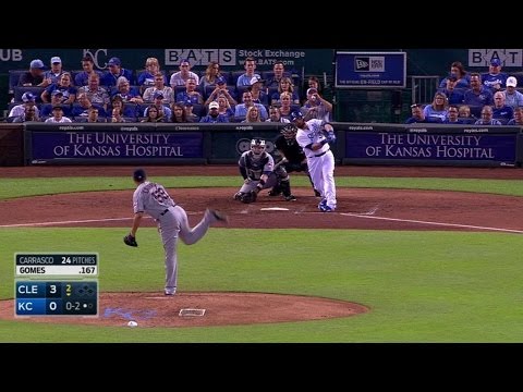 CLE KC Carrasco Fans Gomes Notches 200th Strikeout 