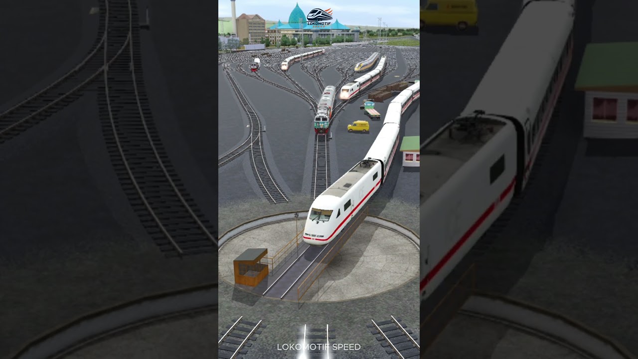 Kereta Api Cepat Melintasi Antrian Turntable 