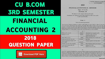 Calcutta University Bcom 3rd Semester Financial Accounting 2 Question Paper | CU Bcom Question Paper