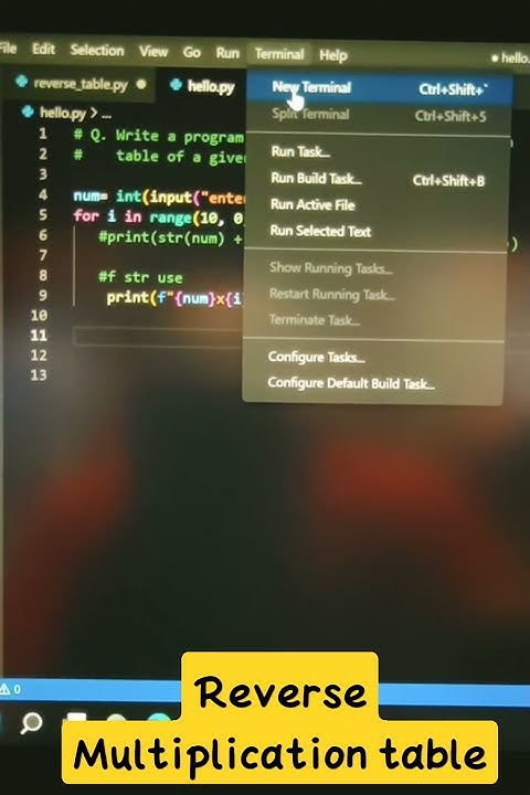 Reverse Multiplication Table using Python | VS code | NIIN KM - YouTube