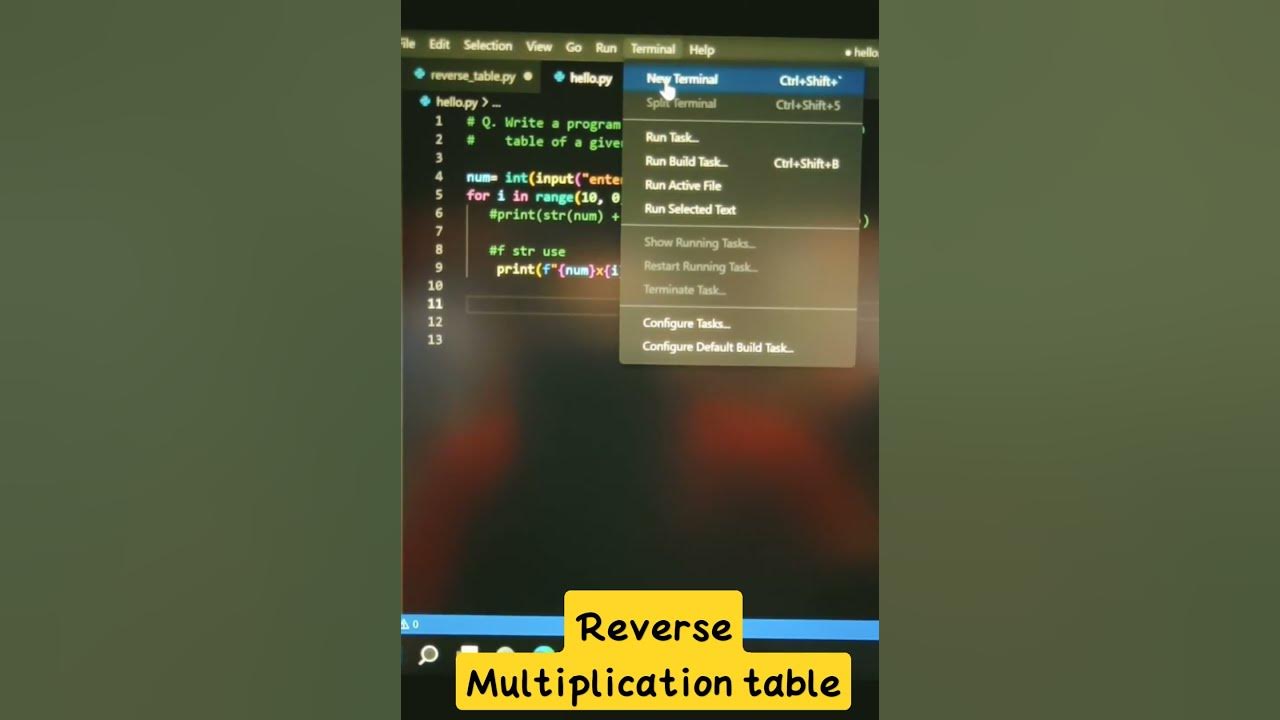 Reverse Multiplication Table using Python | VS code | NIIN KM - YouTube