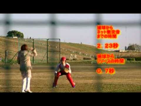 ２塁へのキャッチャー送球（タイツ先生）