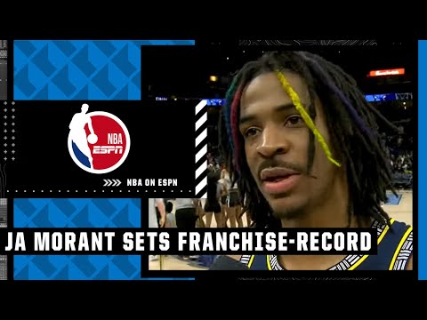 Ja Morant reacts to HISTORIC 52-PT night, poster dunk on Jakob Poeltl | NBA on ESPN