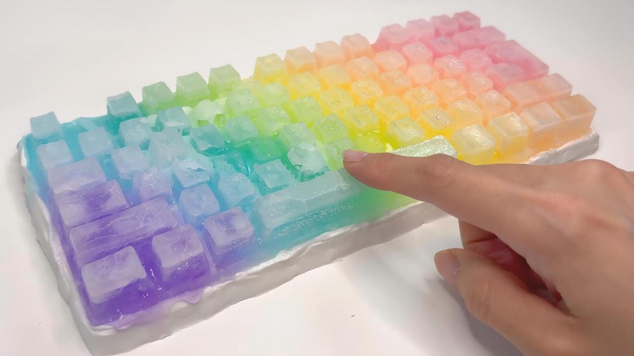 【メイキング】AIみたいな琥珀糖スライムキーボード作ってみたTake2🧊I made an AI-like 