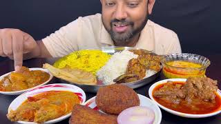 Bigbites,Eating FISH FRY,Egg Devil,Rice, Chingri malaicurry,Polao With Mutton Kosha,Luchi,