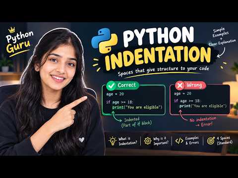 Python Indentation Explained | Complete Beginner Guide.✨Learn Python step by step with Python Guru!