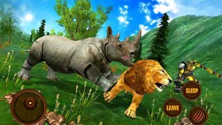 Wild Rhino Family Jungle Simulator - Wild Animal Rhino Game - Android GamePlay  screenshot 5