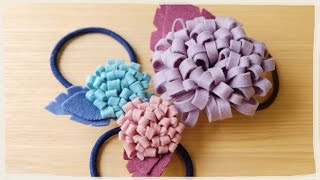 フェルト・お花の簡単ヘアゴムの作り方♪