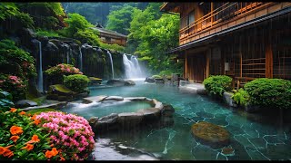 Serene Sanctuary: Japanese Garden with Rain Sounds and Piano Music for Peaceful Relaxation 🌿