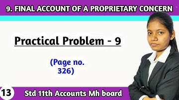 Page no 326 Standard 11th Bk lesson 9 | final account practical problem 9 maharashtra board