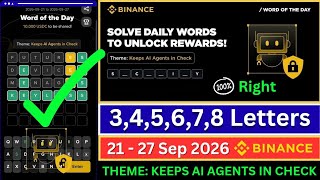 Theme Keeps AI Agents in Check WOTD | Binance Crypto WODL Answers Today | All Letters WOTD screenshot 1