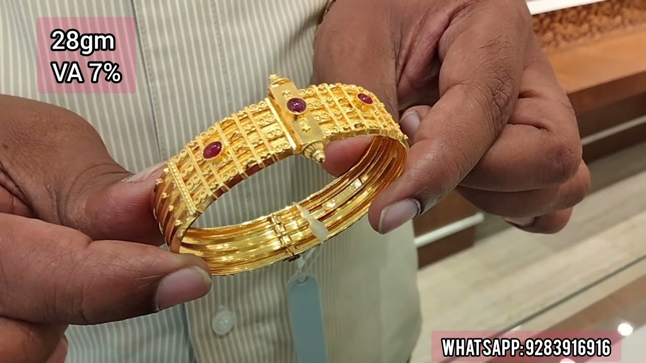 GRT Jewellers Exclusive kada bangles collection with weight & wastage| kada  bangles in grt jewellers - YouTube