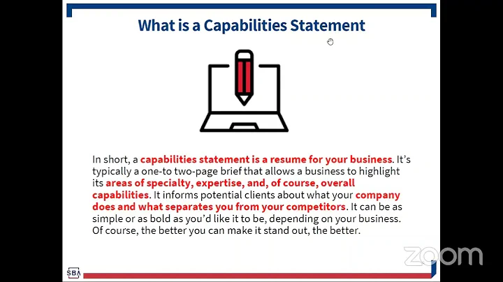 SBA Webinar Tuesday: How to Prepare a Capability Statement