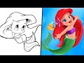 Baby Ariel Disney princess! How to draw and color