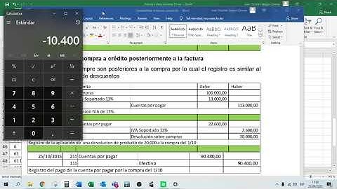 Registro contable de una devolución sobre una compra.  Inventario Periódico