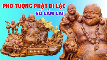 Ngỡ ngàng với Pho Tượng Phật Di Lặc ngũ Phúc gỗ Cẩm Lai đục trạm tinh xảo kích thước khủng