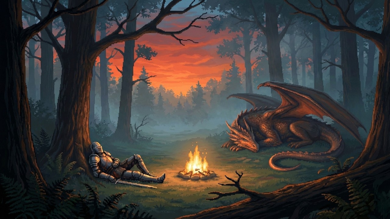 Música medieval ambiental con fogata para relajación | Refugio en el bosque (3 horas)