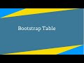 Bootstrap Table Class Tutorial