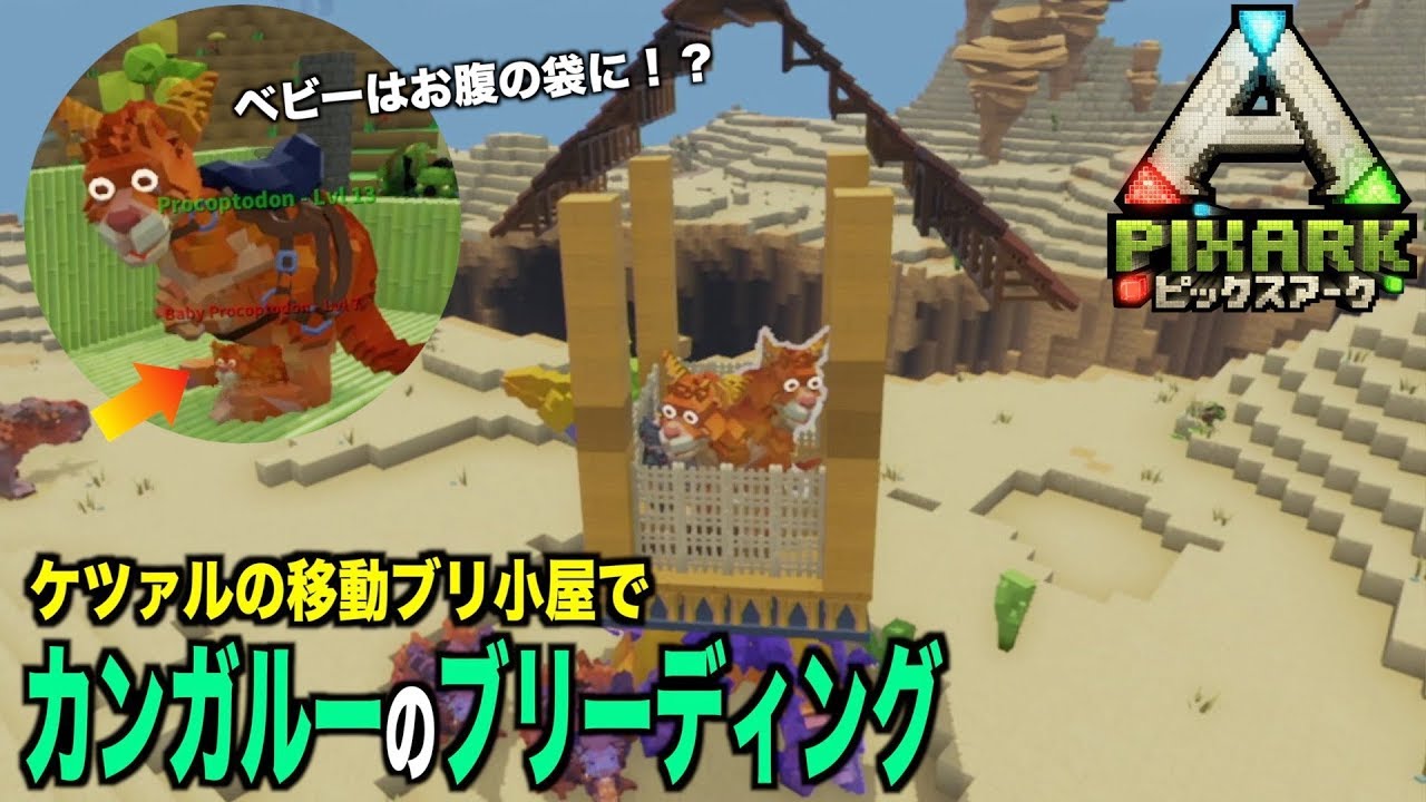 Switch Pixarkピックスアーク スイッチ版 ６４カンガルーブリーディング 動くブリ小屋 Pixarkマイクラ風ark恐竜ワールド Youtube