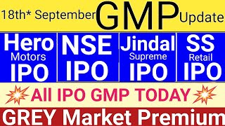 All IPO GMP Today | NSE IPO | SS Retail IPO | Jindal Supreme IPO | IPO GMP Today | Stock Market Tak