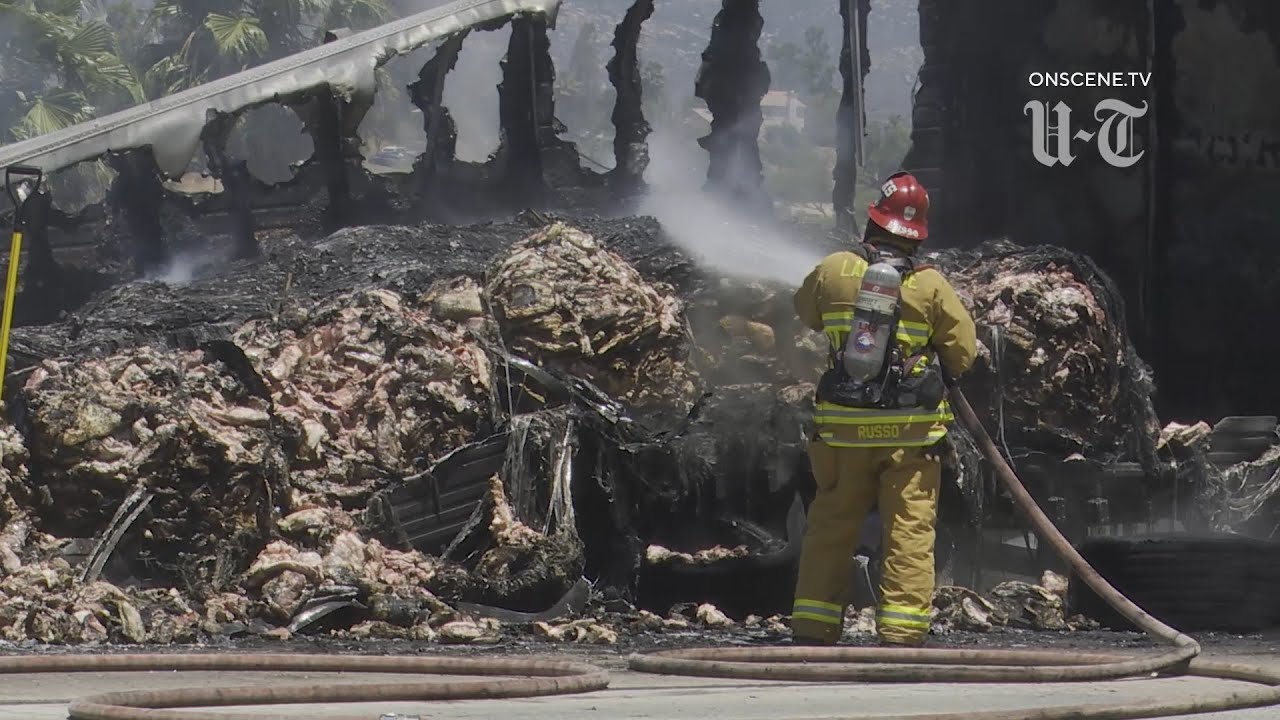 More than 40,000 pounds of pork charred in big rig fire in Lakeside ...