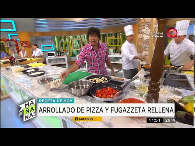 Receta de hoy: arrollado de pizza y fugazzeta rellena - YouTube