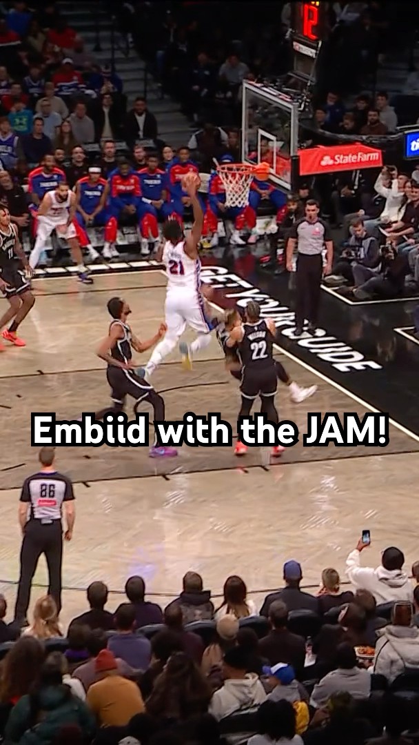 Embiid drives and hammers it home!