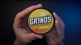Famous Grinds Coffee Pouches | Caramel Flavor | 3 Cans | Brew-Free Coffee Alternative | 18 Pouches Per Can Profile