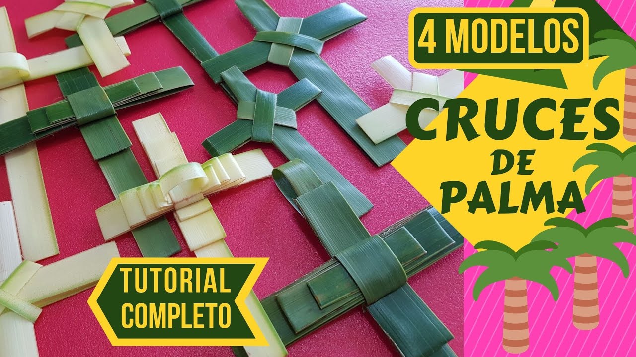 CRUZ DE PALMA - 4 Modelos FÁCIL DE HACER!! Tutorial paso a paso!! Souvenir, Recuerdo, Venta o Regalo
