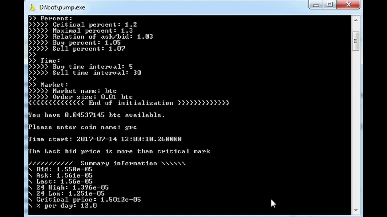pump bittrex robot english