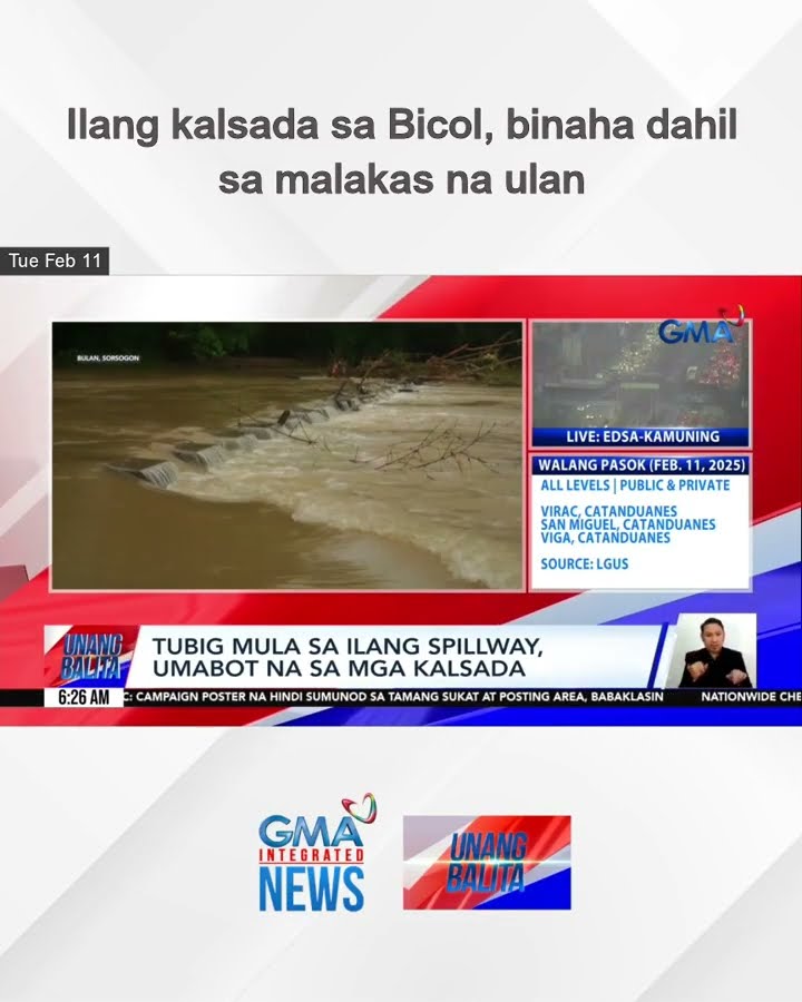 Ilang kalsada sa Bicol, binaha dahil sa malakas na ulan | Unang Balita