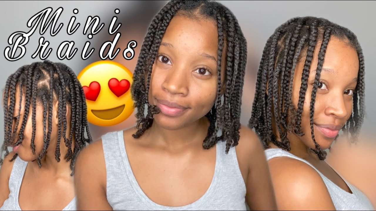 Mini Braids On Damp Hair 😍 | Natural Hair Protective Style - YouTube