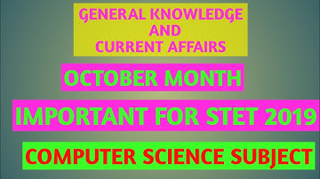 STET computer science 2019 //October month GK and Ca//    #stetcomputerscience   #stetbiharexam