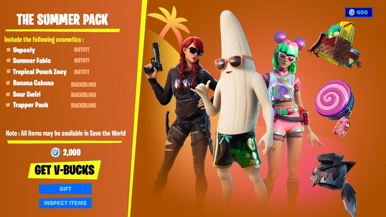 New Fortnite Summer Legend Pack Classic Bundle Full Showcasing Unpeely Summer Fable More Youtube