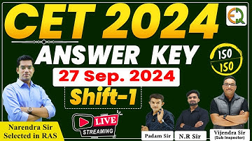 Paper Solution CET 2024 Answer Key l 27 September 2024 First Shift l Quality Education