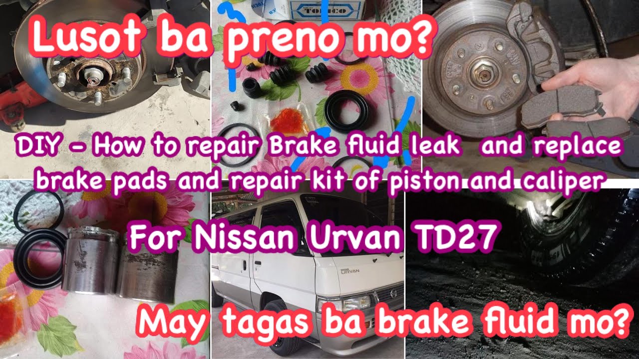 DIY How to repair brake leak, brake pads, caliper and piston on Nissan
