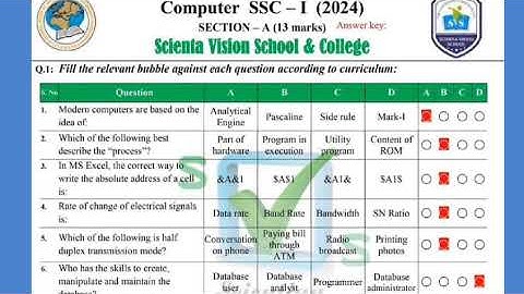 9th Class Computer Science Paper 2024 Federal Board| Fbise Class 9 Computer Paper 2024 #computer