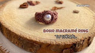 DIY Macrame Boho Ring with Pearl | Tutorial