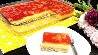 حلى الكاسترد والجيلي والبسكويت حلا بارد وسهل - Custard and Jelly dessert recipe